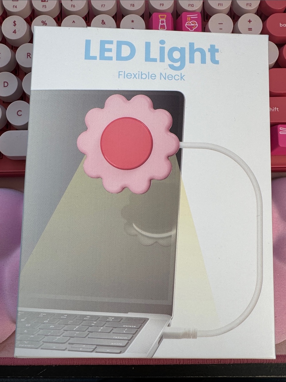 Pink Flower LED Flexible Neck Clip Light - Cute Portable Reading Light